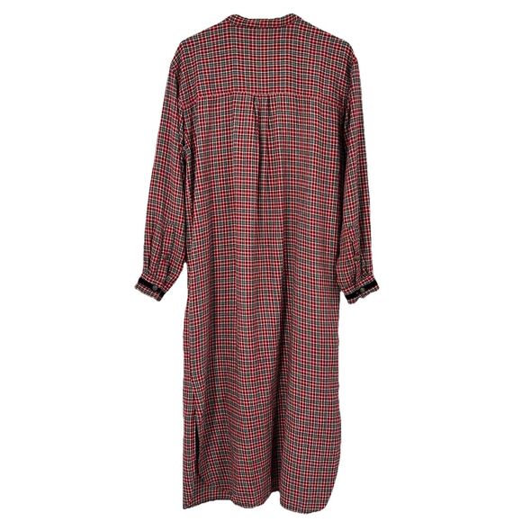 Erika Taylor Intimates Long Sleep Shirt LS Large Country Cottons Plaid Holiday - Picture 5 of 7
